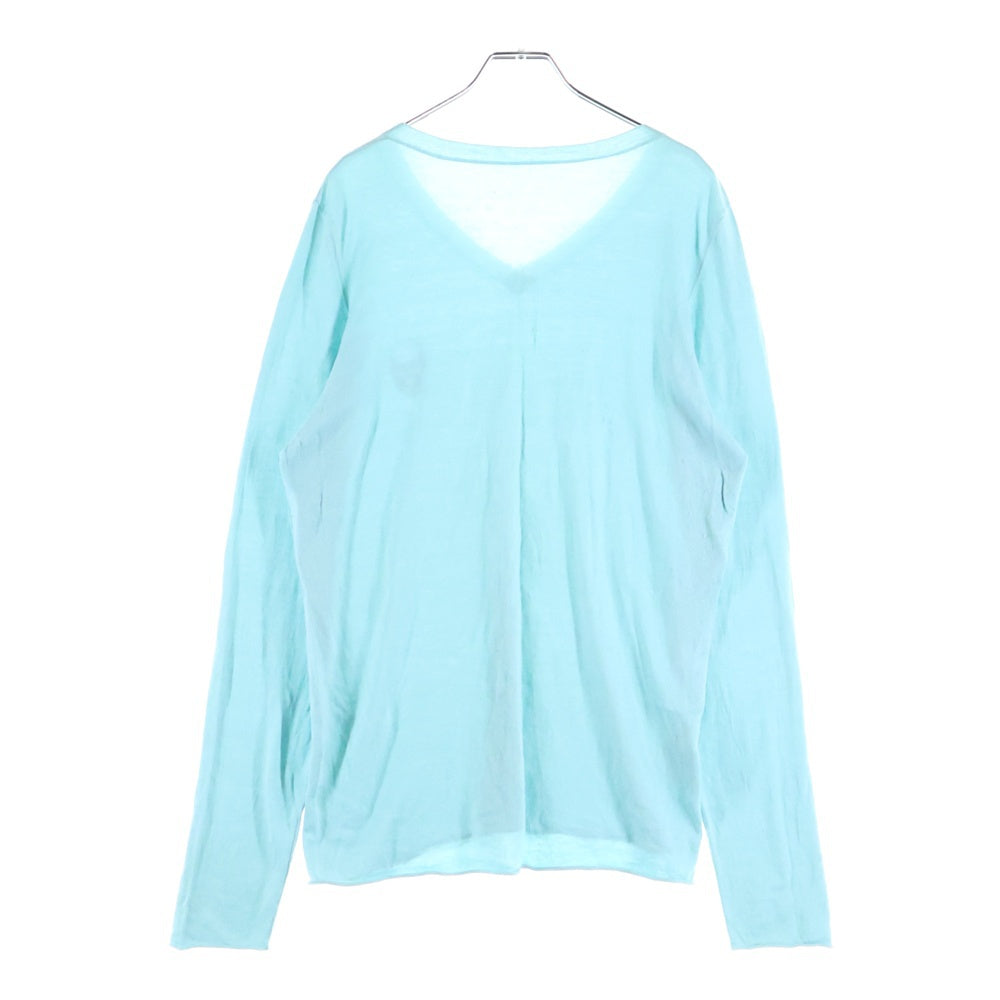 lucien pellat-finet(ルシアンペラフィネ) スカル Vネック レーヨン ニットセーター スカイブルー