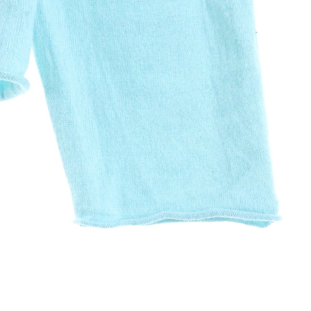 lucien pellat-finet(ルシアンペラフィネ) スカル Vネック レーヨン ニットセーター スカイブルー