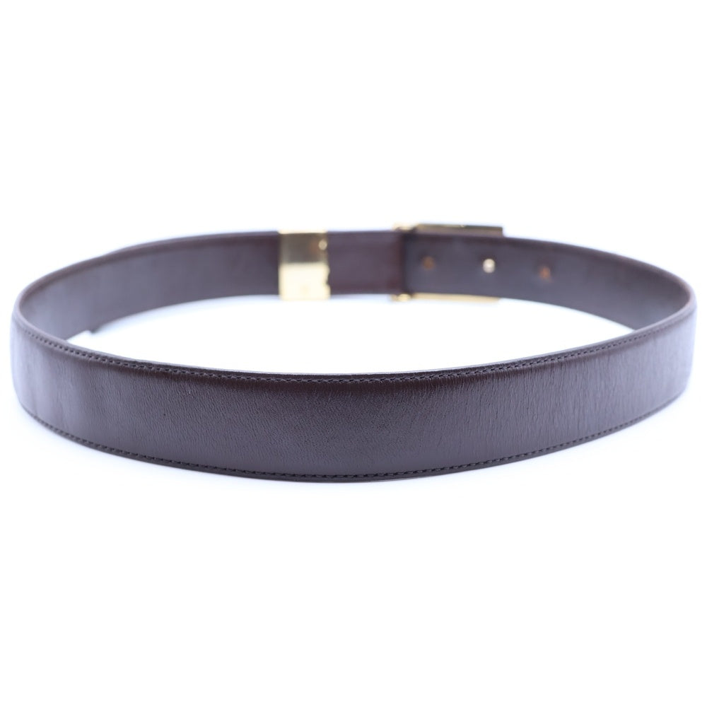 YVES SAINT LAURENT(イヴサンローラン) ロゴプレート レザーベルト ブラウン