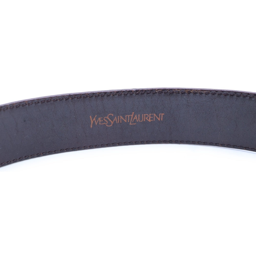 YVES SAINT LAURENT(イヴサンローラン) ロゴプレート レザーベルト ブラウン