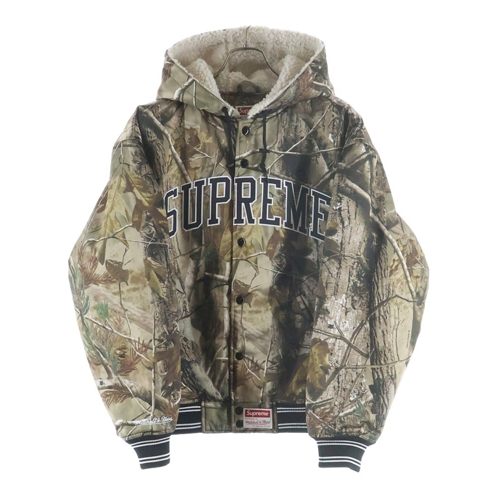 SUPREME(シュプリーム) 25AW ×Mitchell & Ness Lined Hooded Satin Varsity Jacket ×ミッチェルアンドネス ラインドフーデッドサテンバーシティージャケット ブラウン