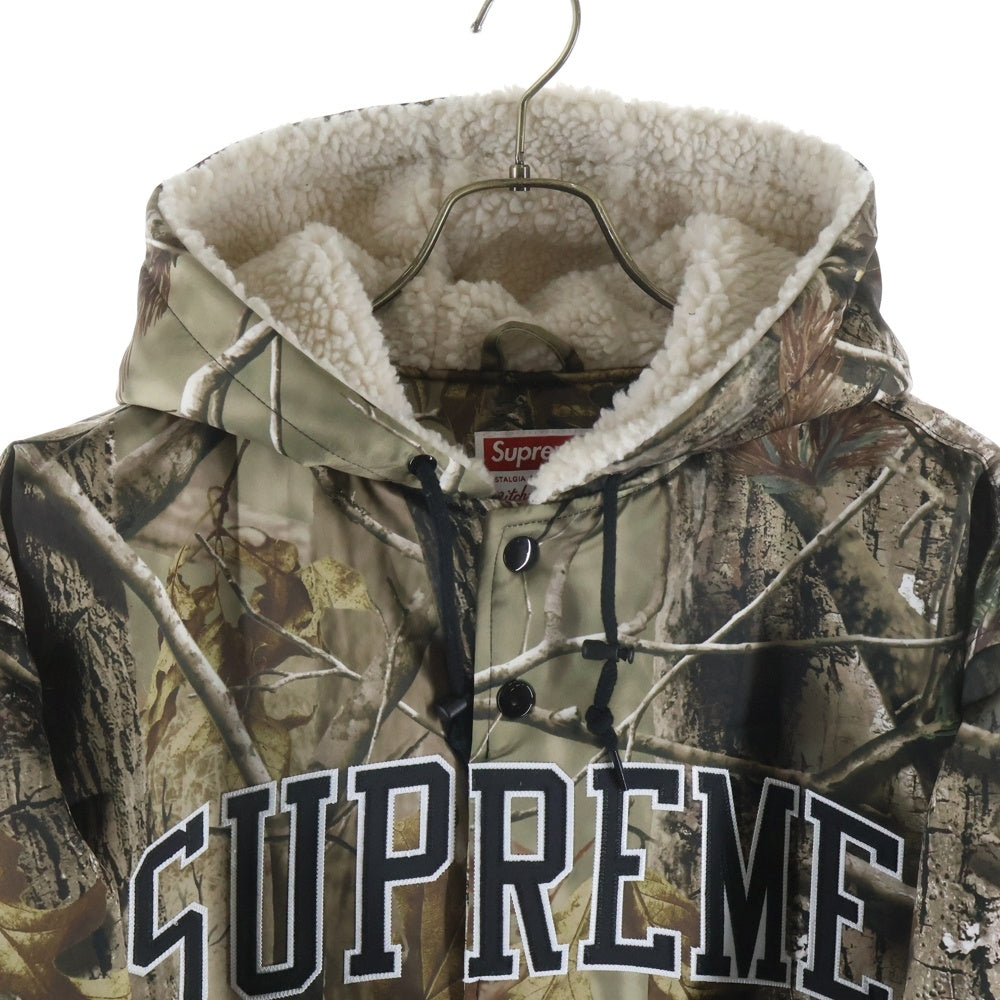 SUPREME(シュプリーム) 25AW ×Mitchell & Ness Lined Hooded Satin Varsity Jacket ×ミッチェルアンドネス ラインドフーデッドサテンバーシティージャケット ブラウン