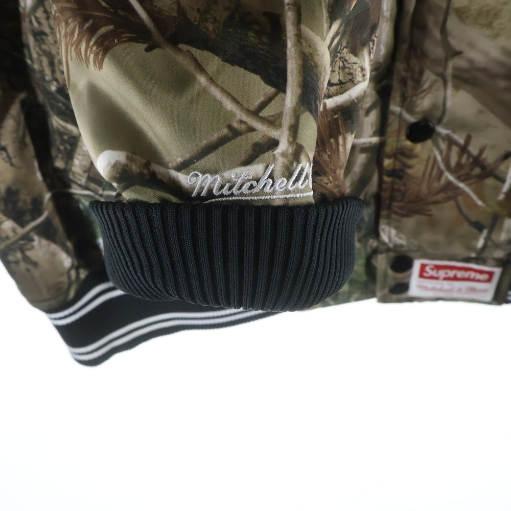 SUPREME(シュプリーム) 25AW ×Mitchell & Ness Lined Hooded Satin Varsity Jacket ×ミッチェルアンドネス ラインドフーデッドサテンバーシティージャケット ブラウン