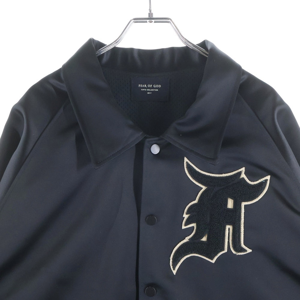 FEAR OF GOD(フィアオブゴッド) FIFTH COLLECTION フィフスコレクション サテンベースボールジャケット ロゴパッチ ブラック 5C17N