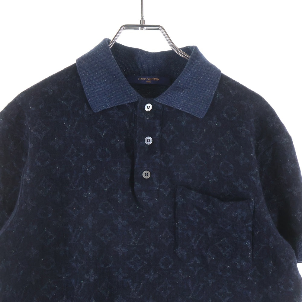 LOUIS VUITTON(ルイヴィトン) モノグラムツイード半袖ポロシャツ ネイビー RM182M GVS HFY17W