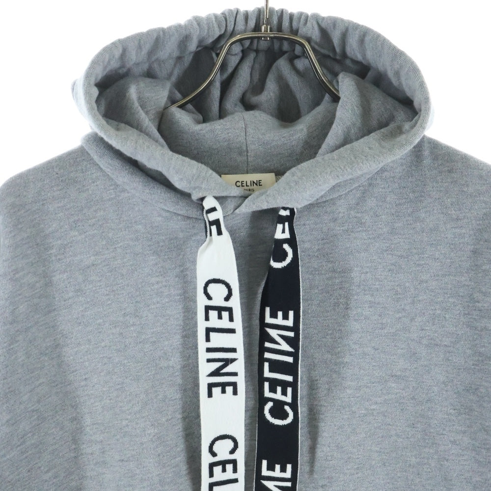 CELINE(セリーヌ) 21AW Loose Sweatshirt In Cotton Fleece ドローコード フーディー スウェット プルオーバーパーカー グレー 2Y468670Q