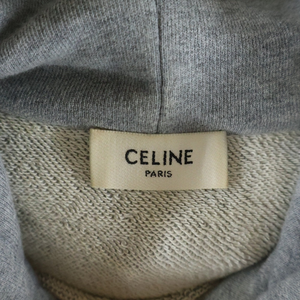 CELINE(セリーヌ) 21AW Loose Sweatshirt In Cotton Fleece ドローコード フーディー スウェット プルオーバーパーカー グレー 2Y468670Q