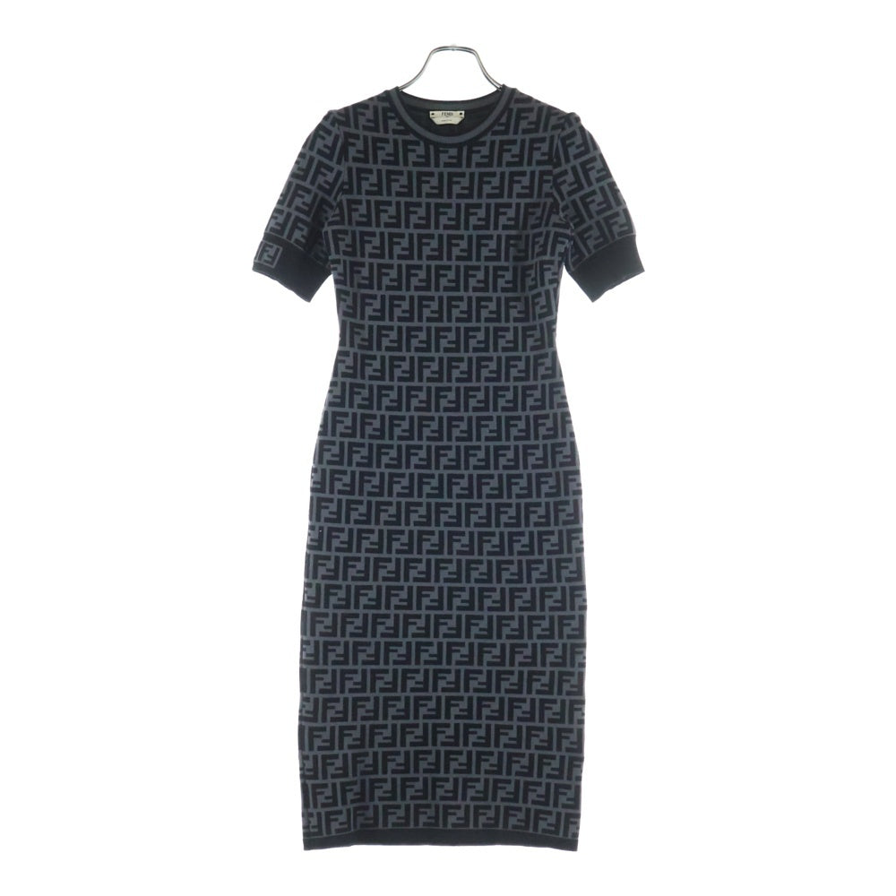 FENDI(フェンディ) ズッカ柄 FFロゴ 半袖ワンピース グレー FZD753 A5QG レディース