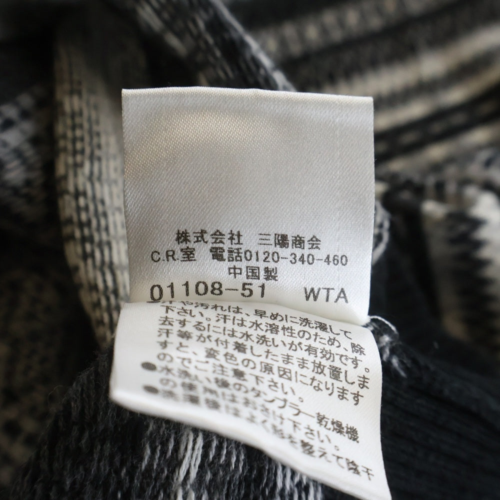 BURBERRY BLACK LABEL(バーバリー ブラックレーベル) ロゴ刺繍 Vネック総柄コットンセーター ブラック D1N74-406-09