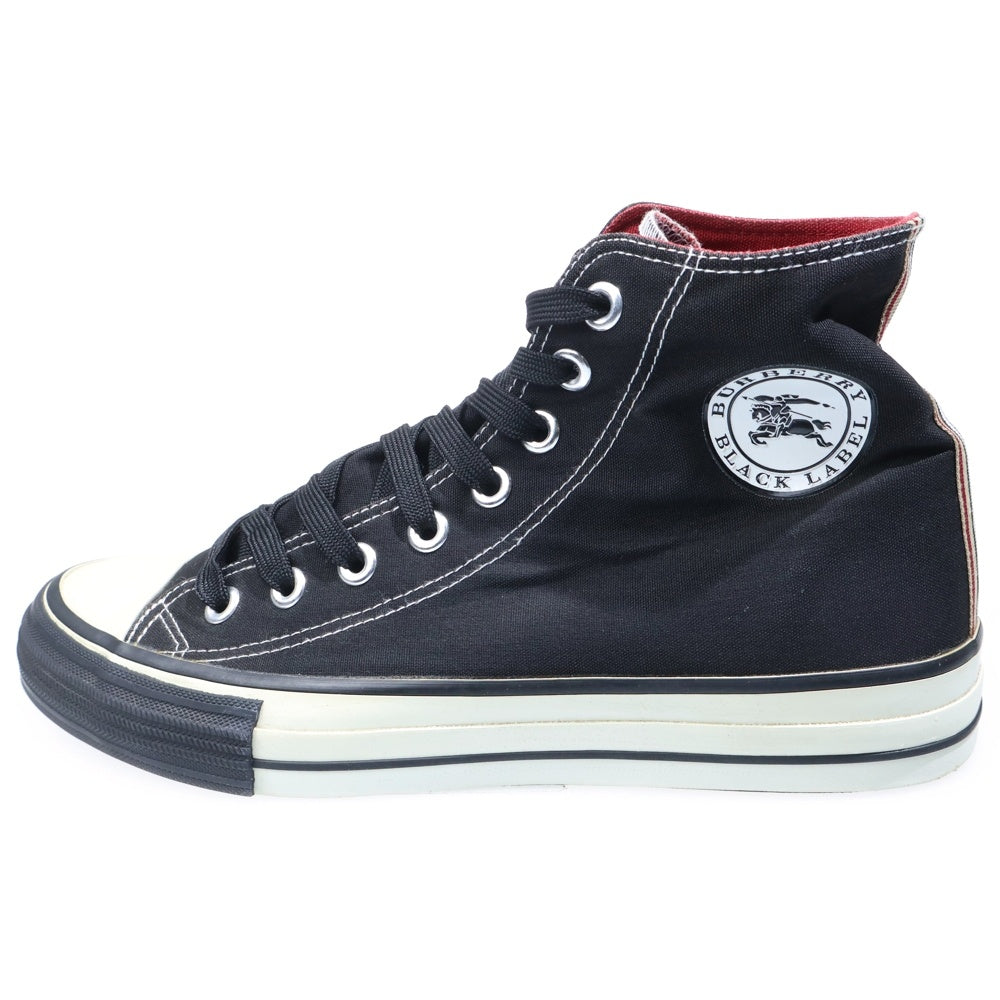 BURBERRY BLACK LABEL(バーバリー ブラックレーベル) ロゴパッチ レースアップハイカットスニーカー ブラック BKA76-076