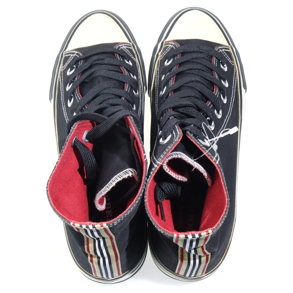 BURBERRY BLACK LABEL(バーバリー ブラックレーベル) ロゴパッチ レースアップハイカットスニーカー ブラック BKA76-076
