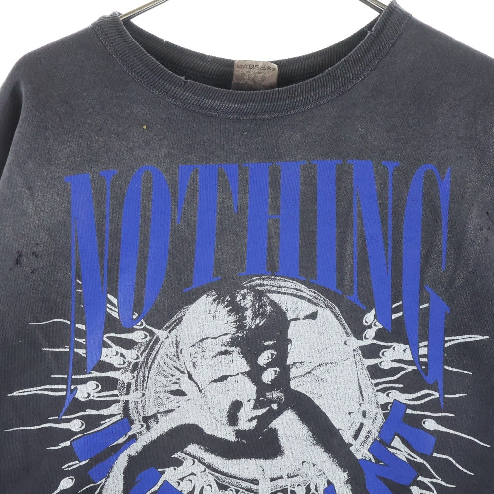 SAINT MICHAEL(セントマイケル) 24AW NOTHING IMP ヴィンテージ加工 クルーネックスウェットトレーナー ブラック SM-YS1-0000-C36