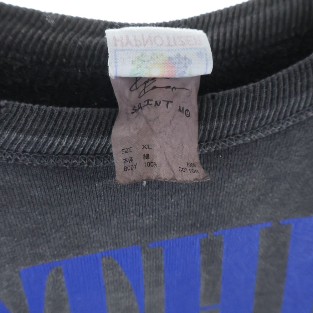 SAINT MICHAEL(セントマイケル) 24AW NOTHING IMP ヴィンテージ加工 クルーネックスウェットトレーナー ブラック SM-YS1-0000-C36