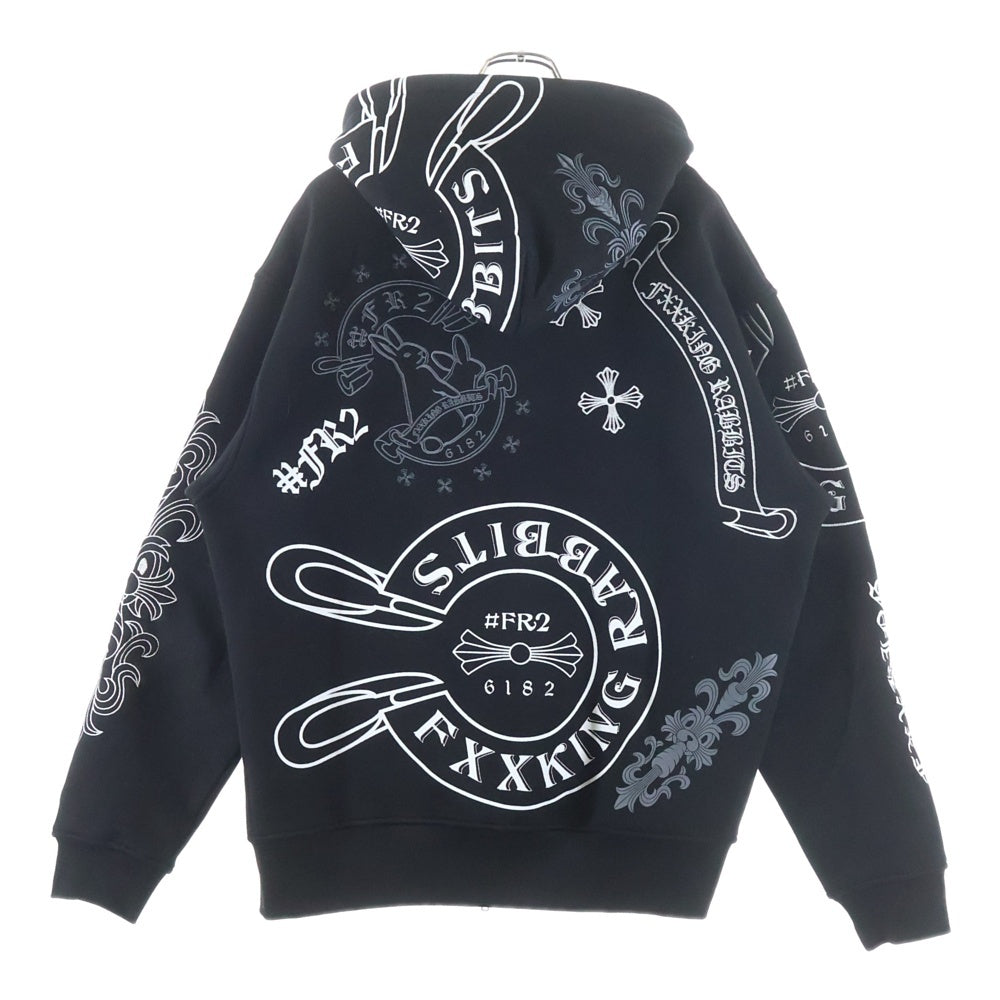 FR2(エフアールツー) Cross Rabbits Multi Logo Hooded FRC4286 クロスラビッツ マルチロゴフーディー ジップアップパーカー ブラック