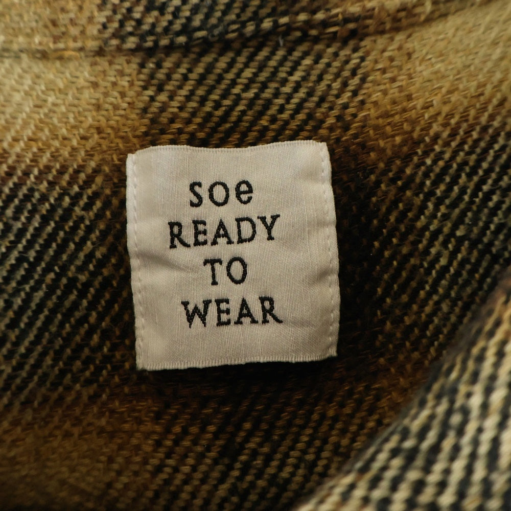 SOE(ソーイ) Crashed Flannel Shirts クラッシュ フランネルシャツ イエロー 1253-81-005