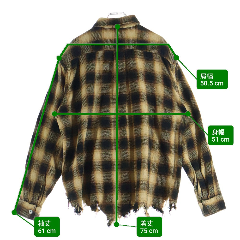 SOE(ソーイ) Crashed Flannel Shirts クラッシュ フランネルシャツ イエロー 1253-81-005