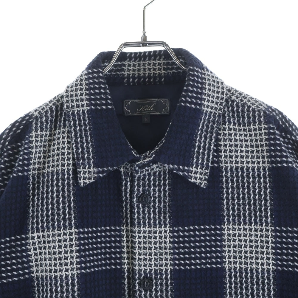 KITH(キス) コットン 長袖 チェックシャツ ネイビー 25-050-060-0017-3-0