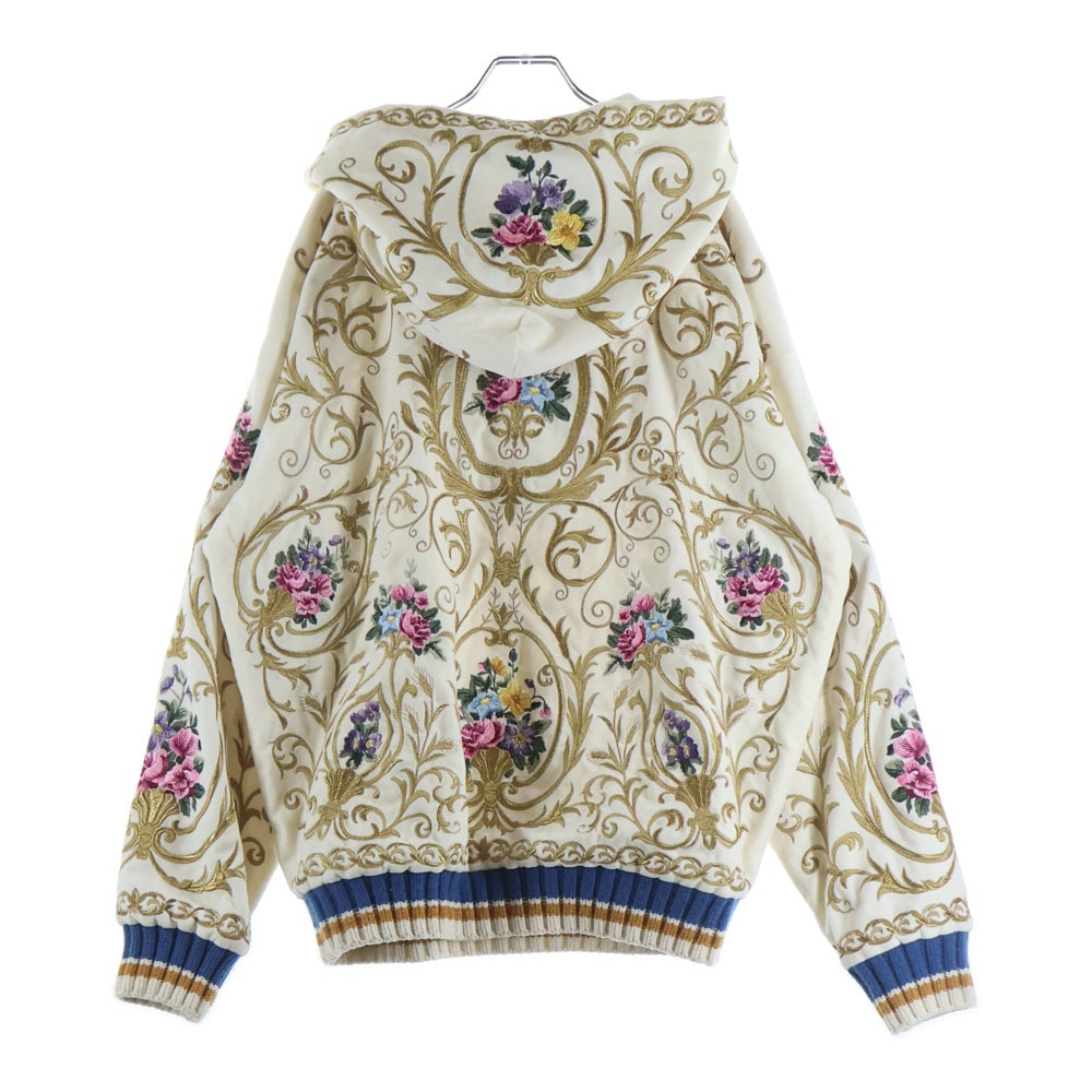 DOLCE & GABBANA(ドルチェアンドガッバーナ) 18AW FLOWER EMBROIDERY HOODIE 花柄刺しゅう プルオーバーパーカー ホワイト