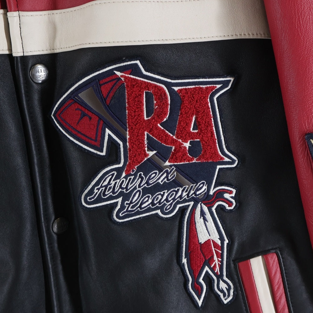 AVIREX(アヴィレックス) VARSITY JACKET RED AXES バーシティジャケット レッドアクシズ レザージャケット 783-5150012 ブラック/レッド