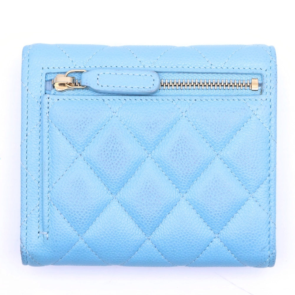 CHANEL(シャネル) クラシックスモールフラップ マトラッセ 三つ折り財布 ウォレット AP0230 ブルー レディース