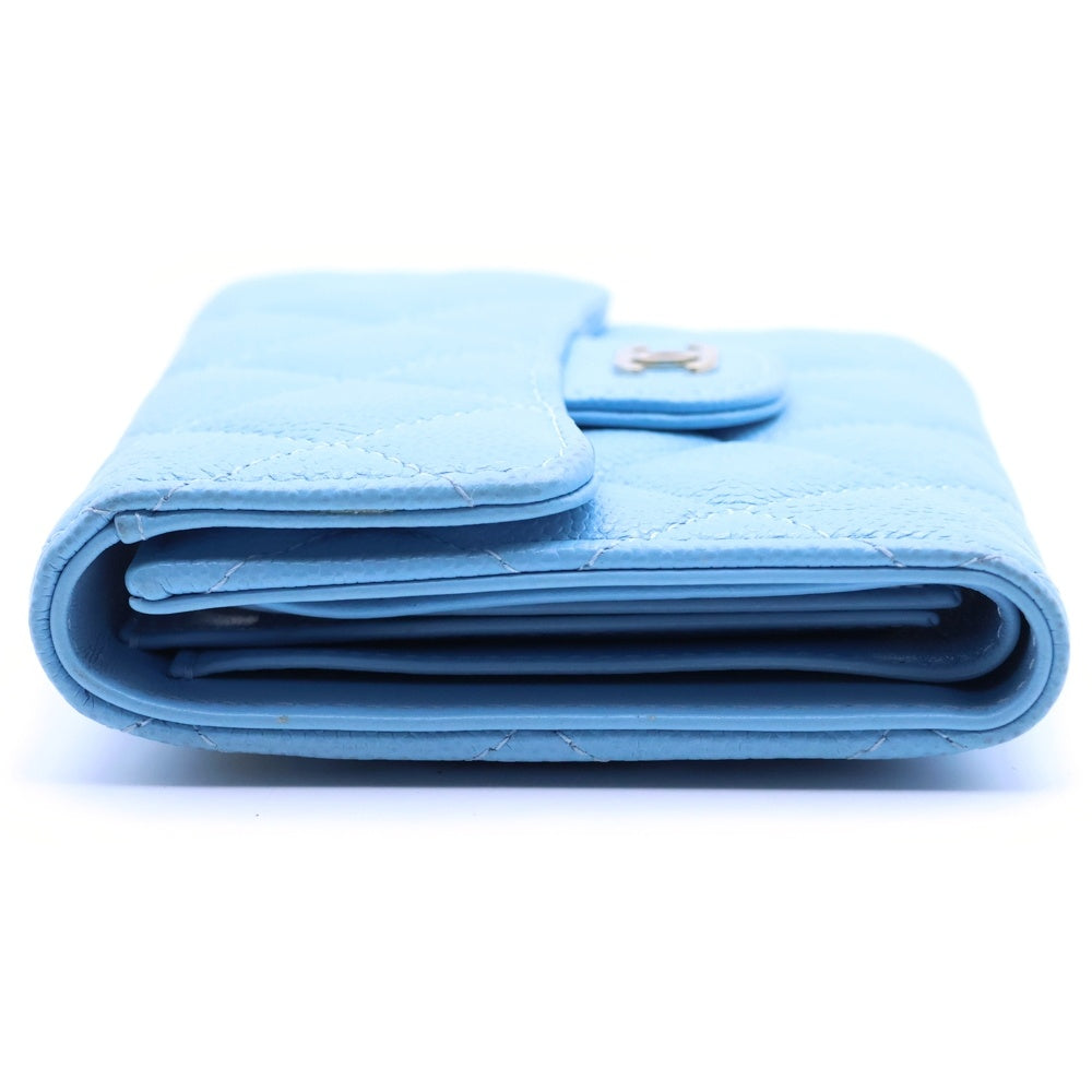 CHANEL(シャネル) クラシックスモールフラップ マトラッセ 三つ折り財布 ウォレット AP0230 ブルー レディース