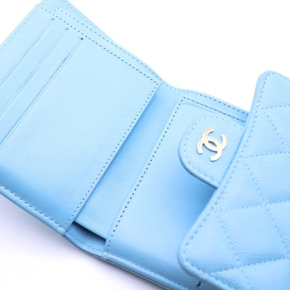 CHANEL(シャネル) クラシックスモールフラップ マトラッセ 三つ折り財布 ウォレット AP0230 ブルー レディース