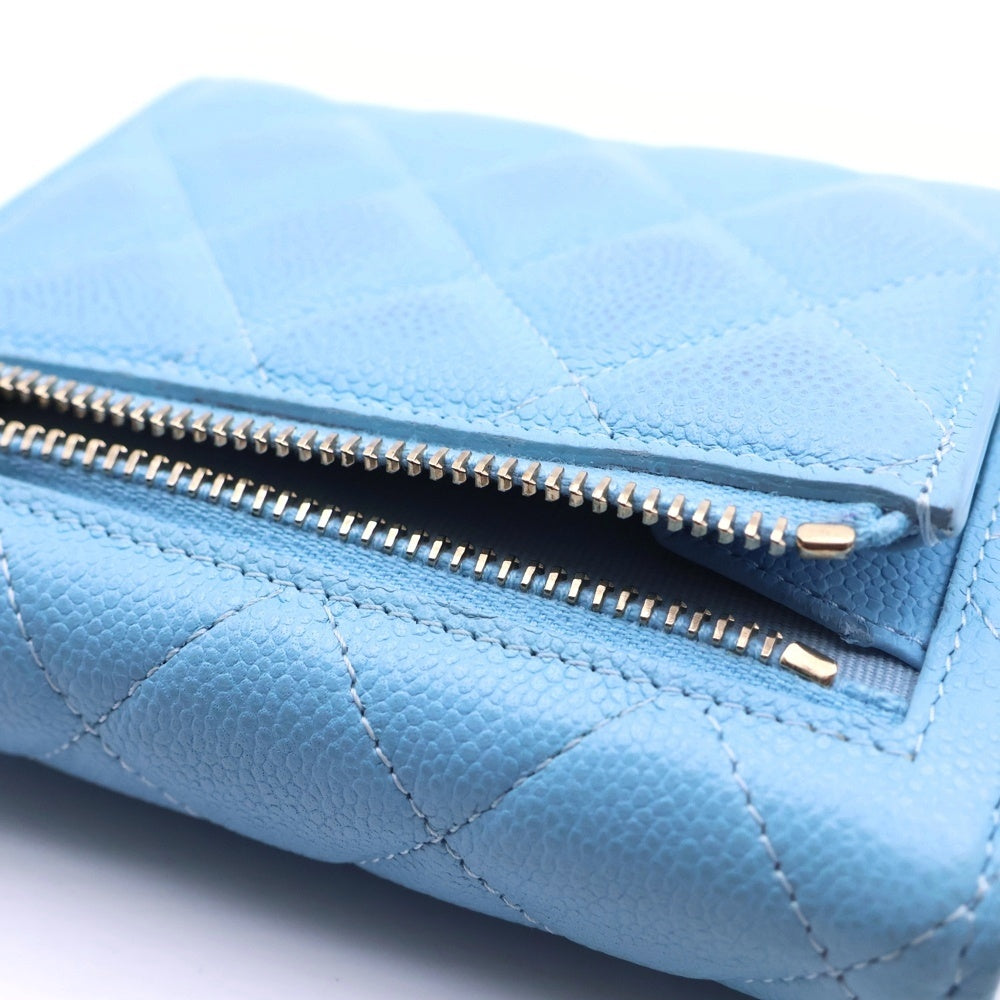 CHANEL(シャネル) クラシックスモールフラップ マトラッセ 三つ折り財布 ウォレット AP0230 ブルー レディース