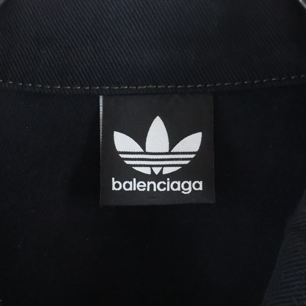 BALENCIAGA(バレンシアガ) 23SS × adidas クラッシュ加工 サイドライン デニムジャケット 724775 TNW54 ブラック