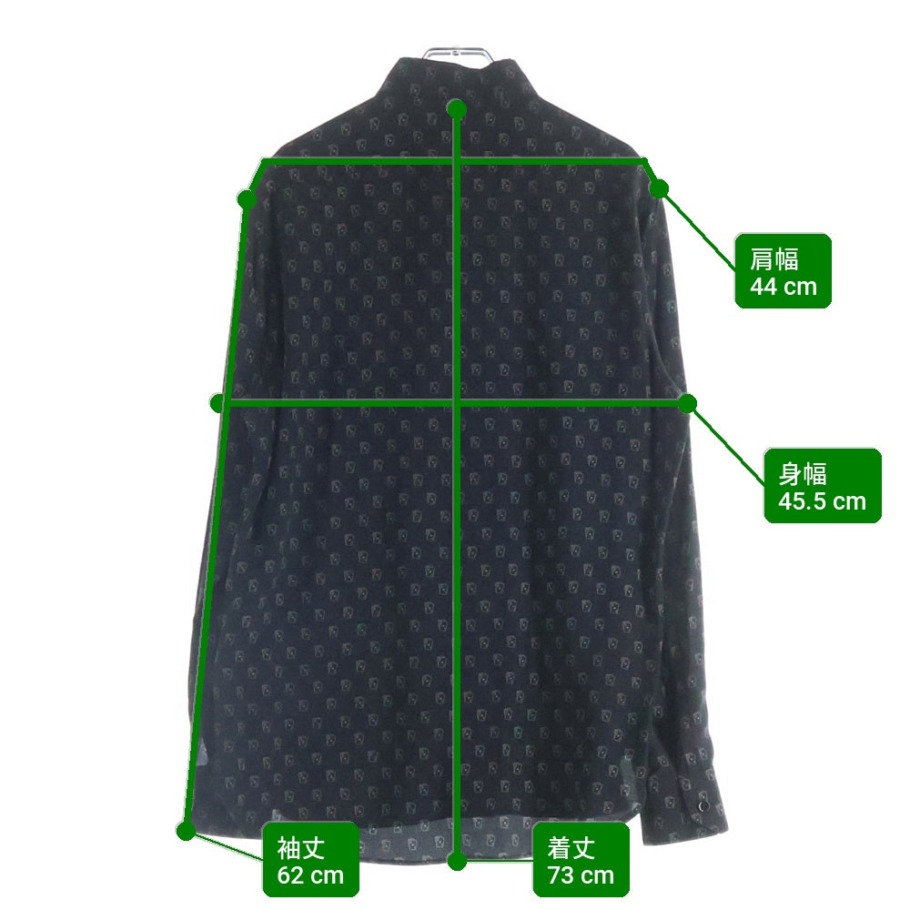 SAINT LAURENT PARIS(サンローランパリ) 18AW トランプ総柄 長袖シャツ ブラック 528009 Y317T