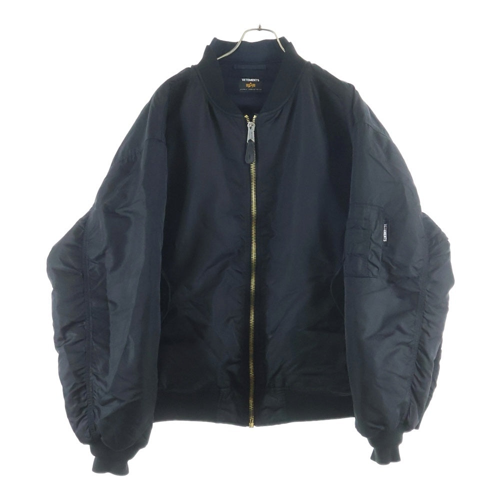 VETEMENTS(ヴェトモン) ×ALPHA BOMBER MA-1 リバーシブル ボンバージャケット ブラック/ネイビー MIL-J-82790J