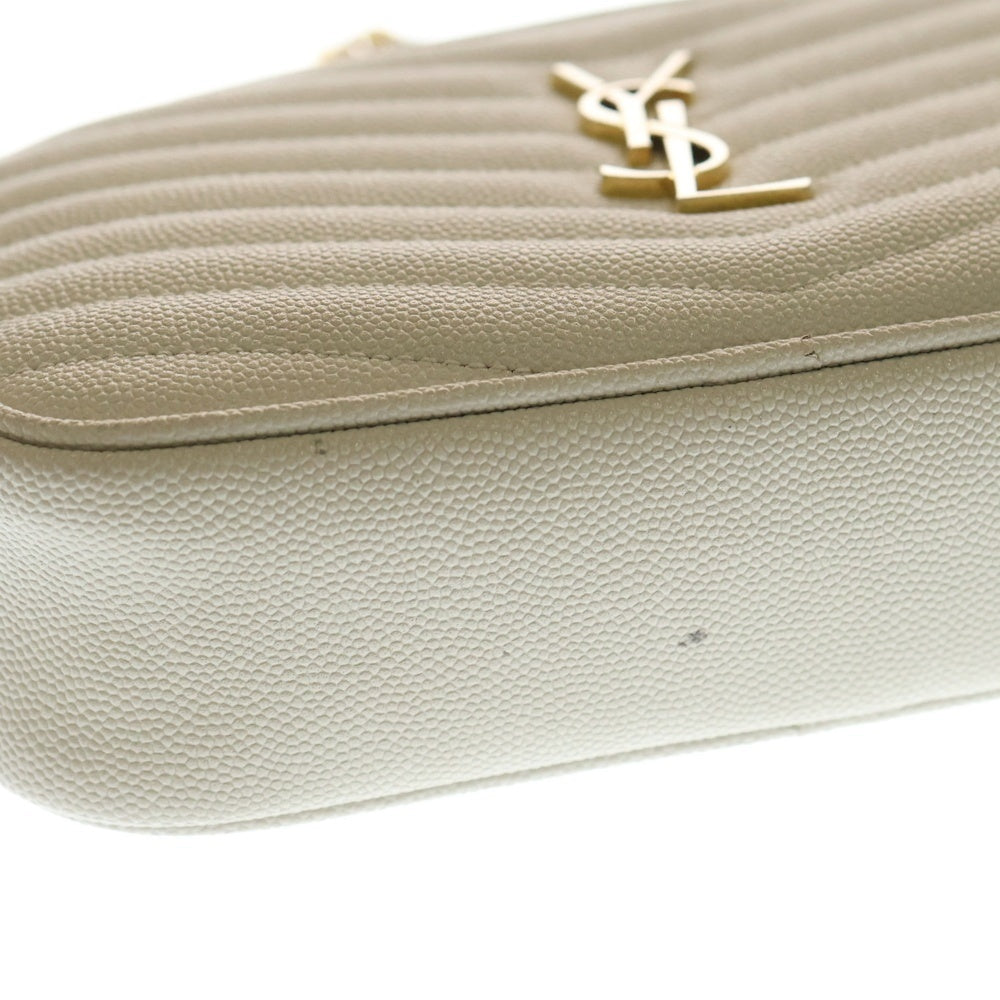 YVES SAINT LAURENT(イヴサンローラン) LOU カメラバック ロゴ金具 キルティングレザーショルダーバック ホワイト/ゴールド MAL612579 レディース