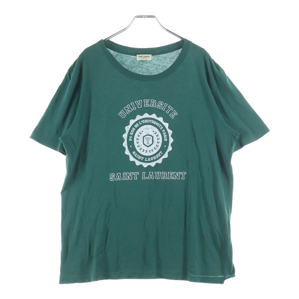 SAINT LAURENT PARIS(サンローランパリ) 18SS ユニバーシティプリント 半袖Tシャツカットソー グリーン 466895 YB1EH
