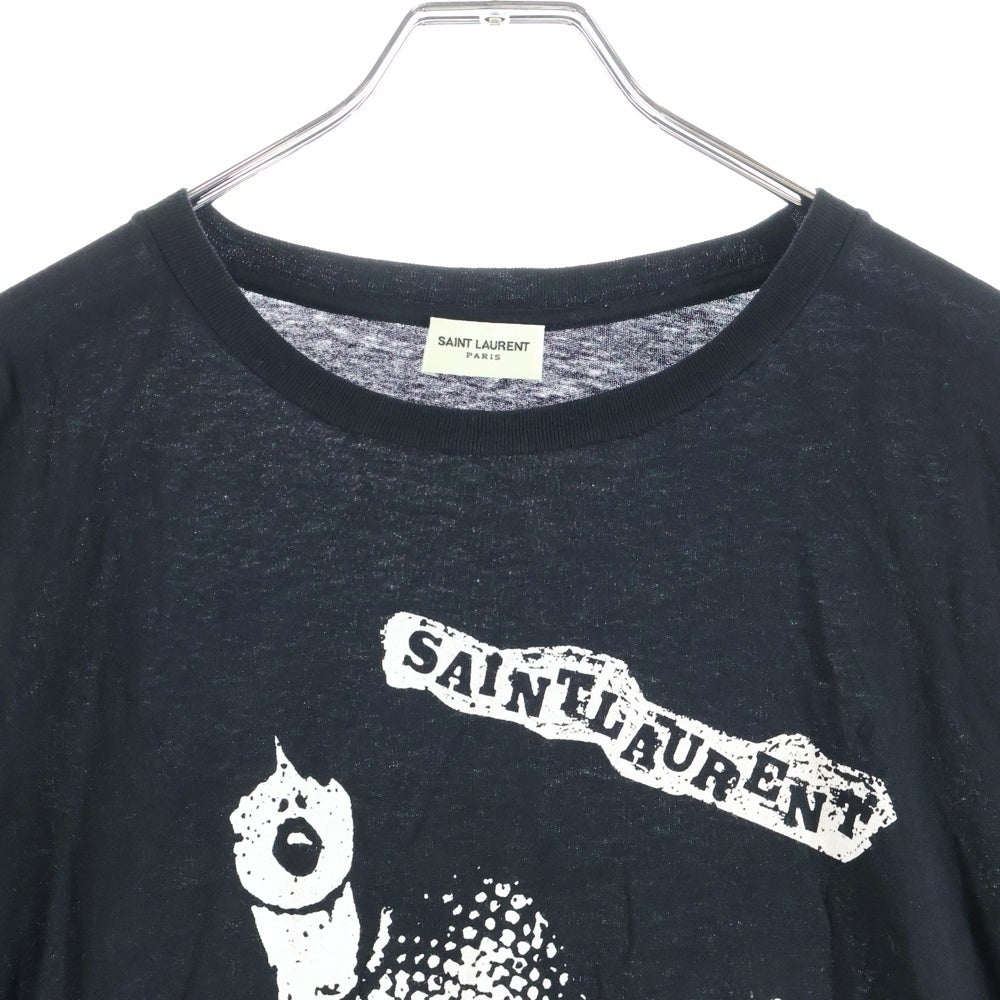 SAINT LAURENT PARIS(サンローランパリ) 21SS イラストプリント 半袖Tシャツカットソー ブラック 631800 YBVS2