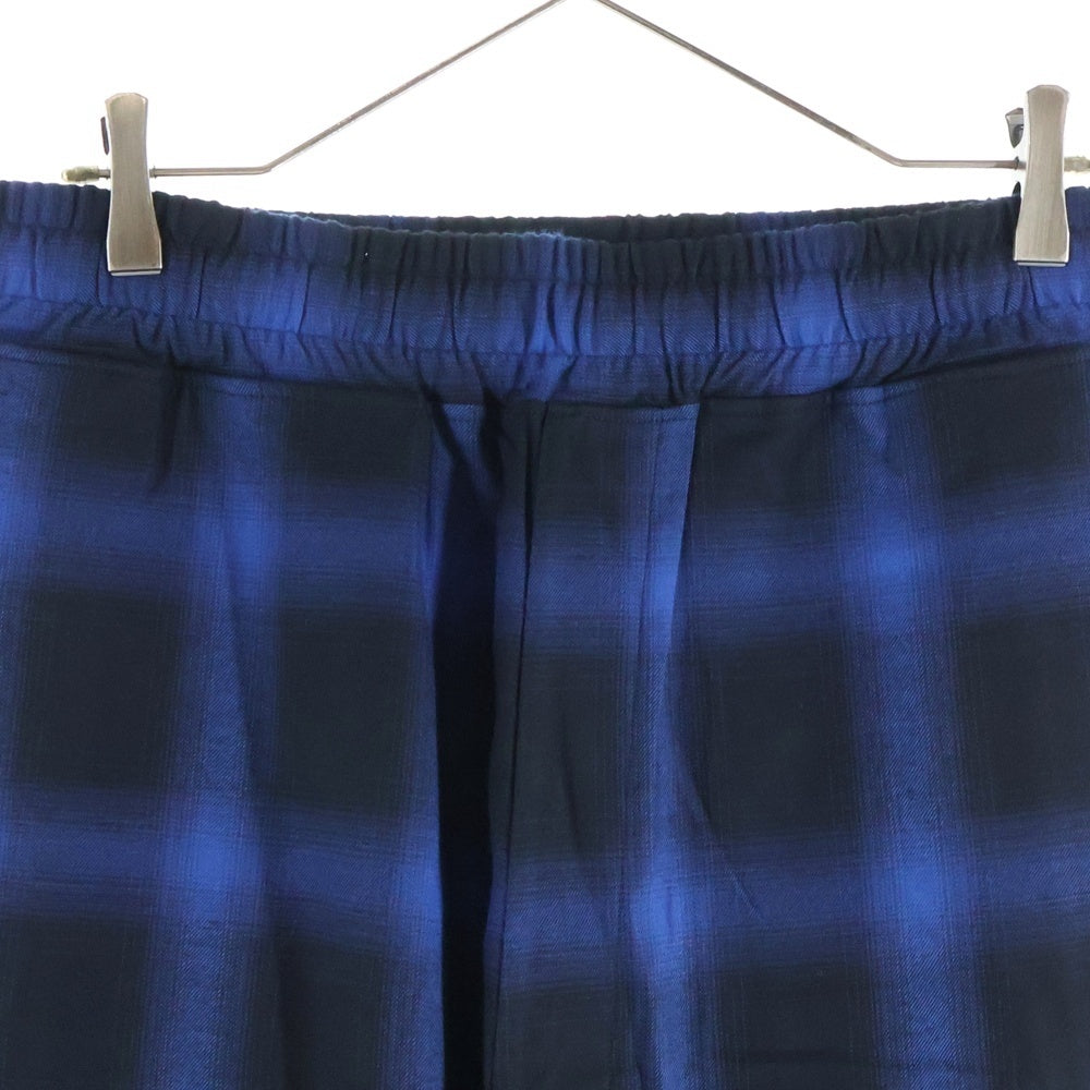 GOD SELECTION XXX(ゴッドセレクショントリプルエックス) 23SS チェック柄 イージーパンツ ブルー/ブラック GX-S23-PT-04