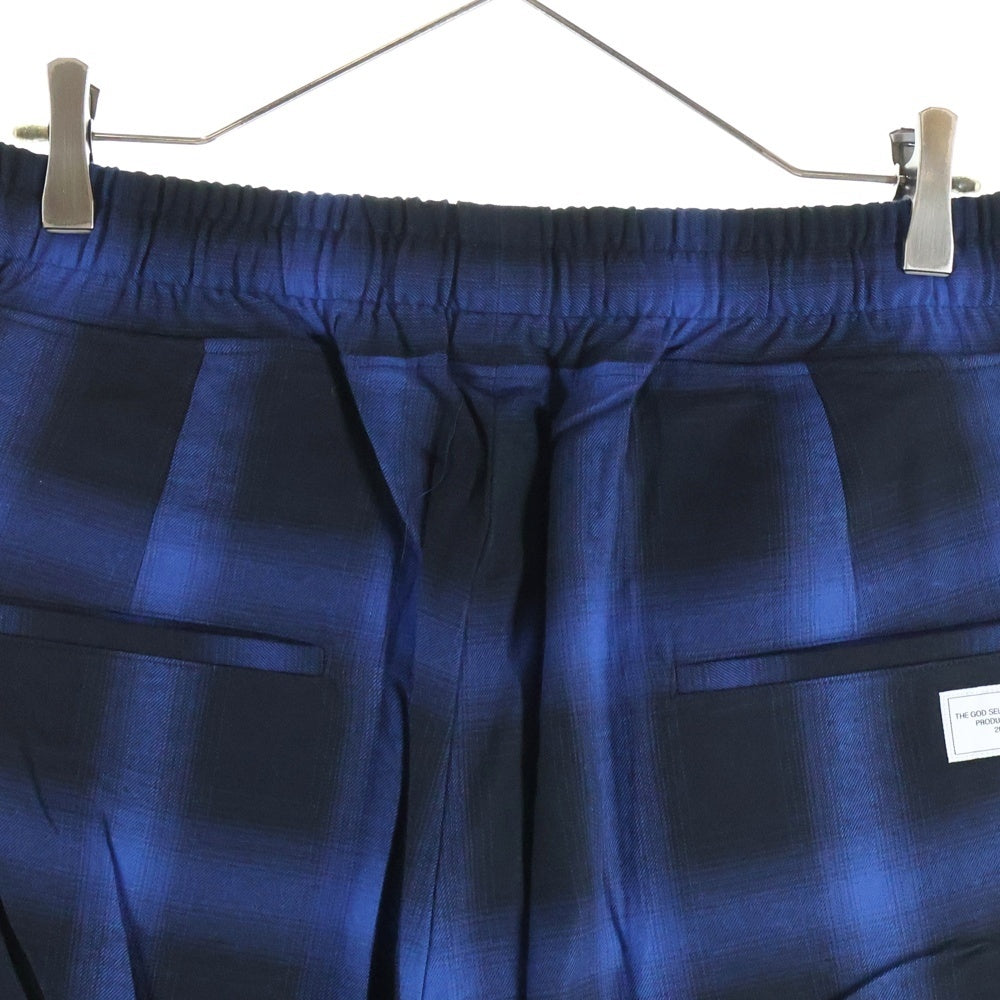 GOD SELECTION XXX(ゴッドセレクショントリプルエックス) 23SS チェック柄 イージーパンツ ブルー/ブラック GX-S23-PT-04
