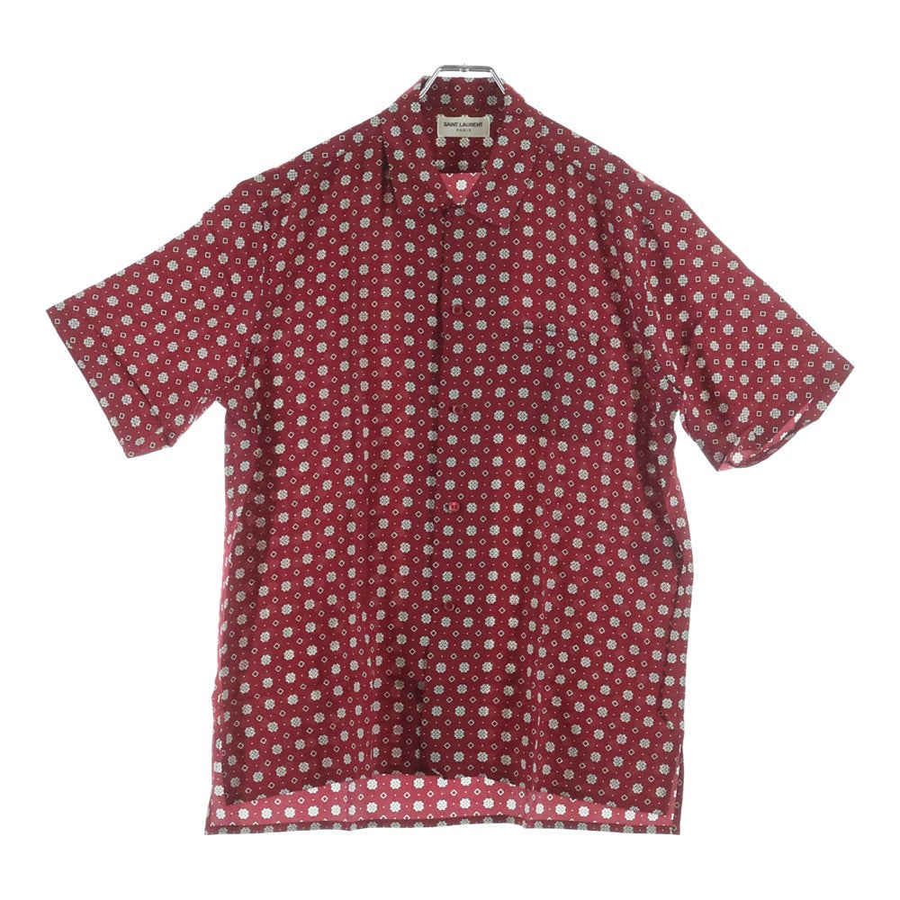 SAINT LAURENT PARIS(サンローランパリ) 19SS 総柄シルク 半袖シャツ レッド 531956 Y132T