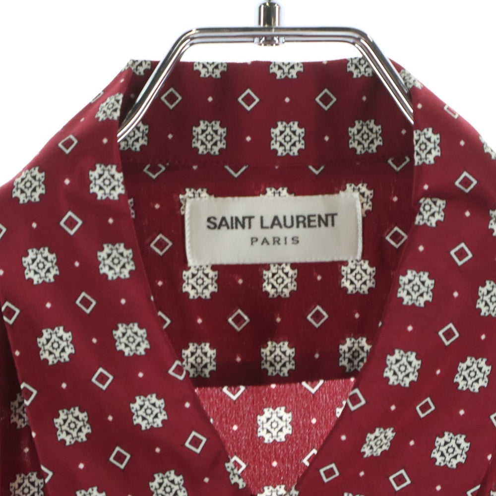 SAINT LAURENT PARIS(サンローランパリ) 19SS 総柄シルク 半袖シャツ レッド 531956 Y132T