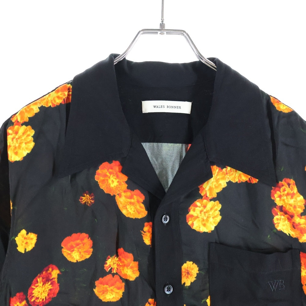 Wales Bonner(ウェールズ ボナー) 24SS HIGHLIFE BOWLING SHIRT 総柄 ボウリングシャツ ブラック 52-05-42-05042