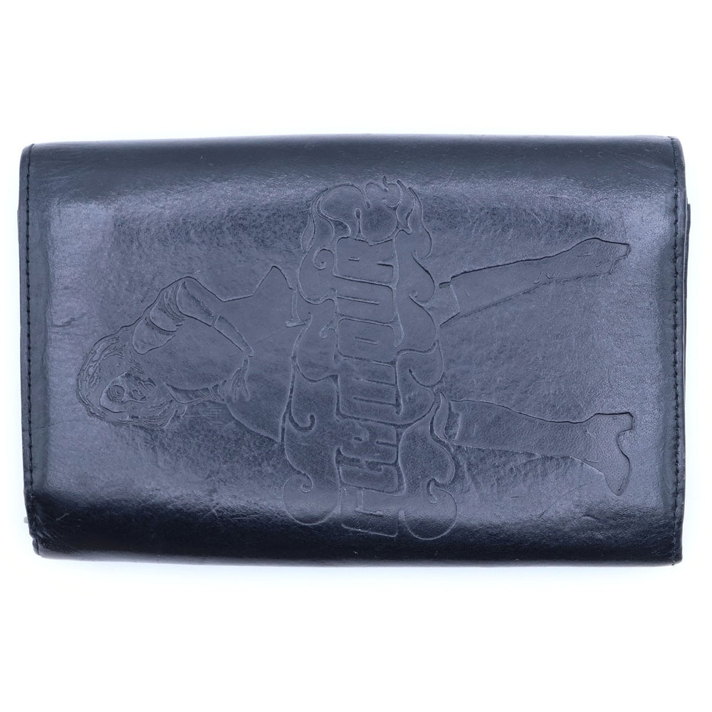 HYSTERIC GLAMOUR(ヒステリックグラマー) ギターガール 型押し レザー二つ折り財布 ブラック レディース