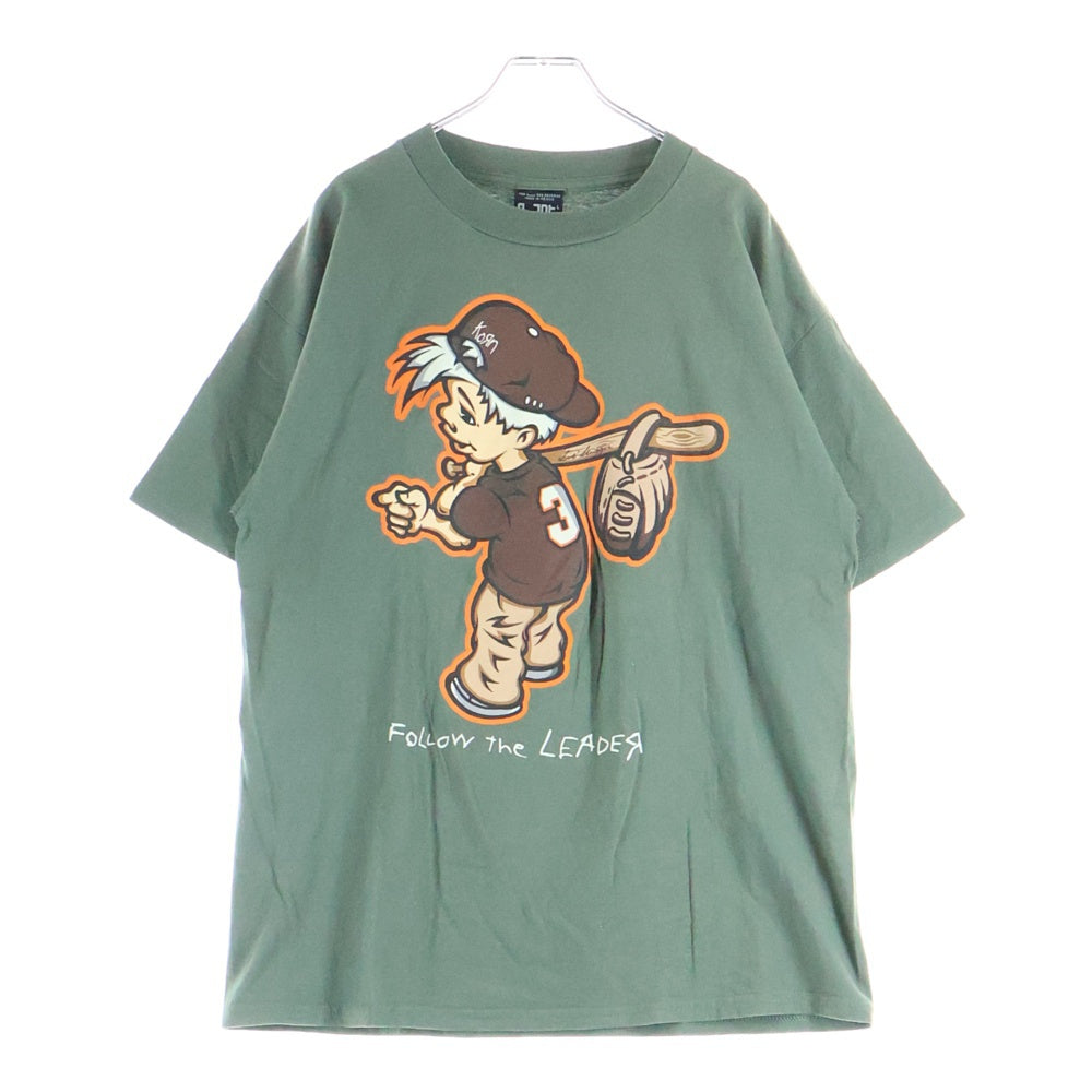 VINTAGE(ヴィンテージ) 90s KORN FOLLOW THE LEADER コーン フロントプリント 半袖Tシャツカットソー グリーン