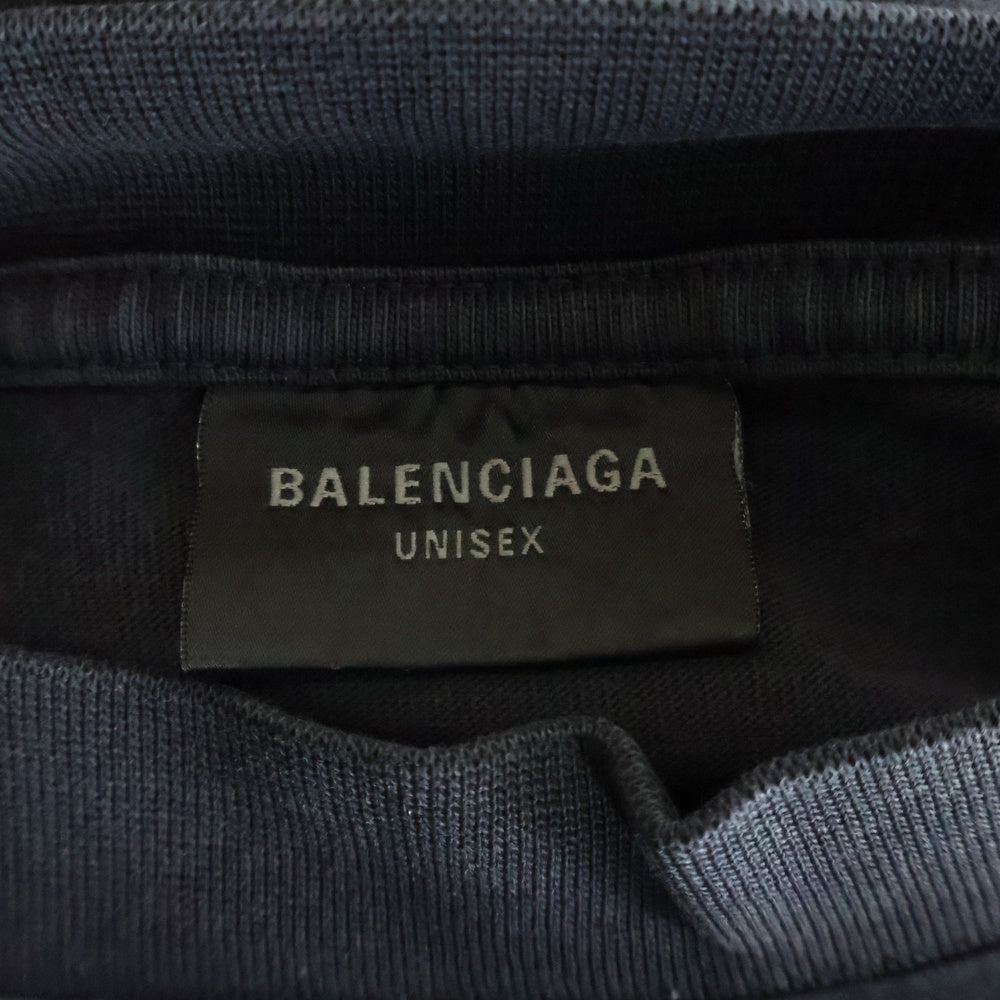 BALENCIAGA(バレンシアガ) 23AW Off Shore Oversized T-shirt ヴィンテージ加工 オーバーサイズド 半袖Tシャツ チャコールグレー 739028 TPVM8