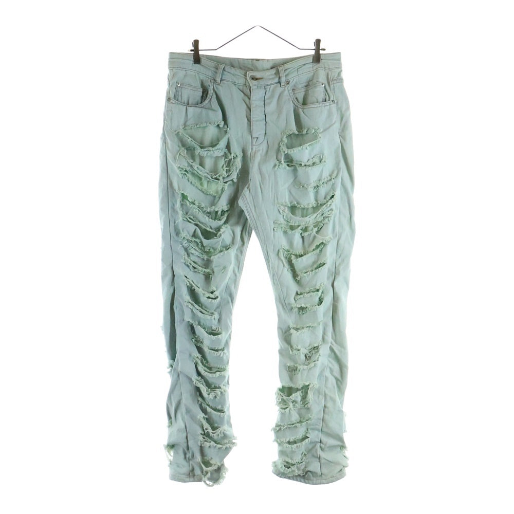 DRKSHDW(ダークシャドウ) Shredded Double Layer Detroit Pants クラッシュ加工 スリムデニムパンツ ライトブルー DU02B4366 SAQLS