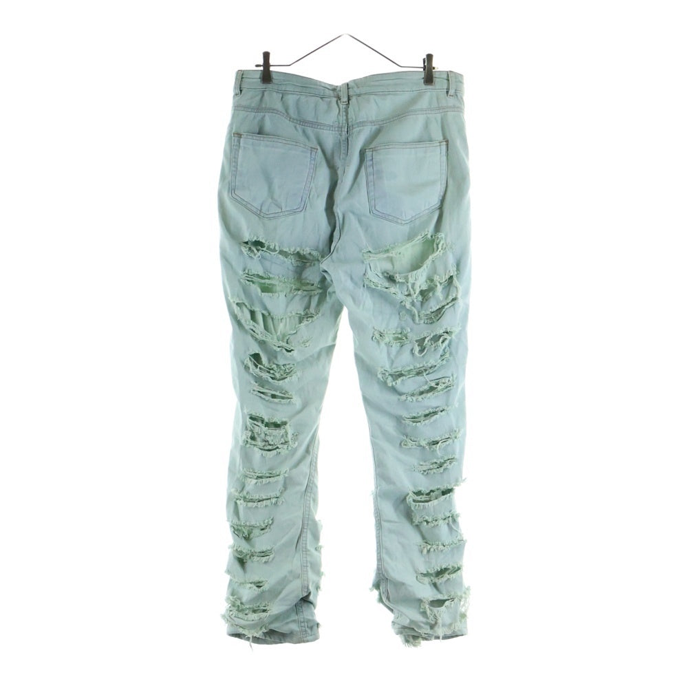 DRKSHDW(ダークシャドウ) Shredded Double Layer Detroit Pants クラッシュ加工 スリムデニムパンツ ライトブルー DU02B4366 SAQLS