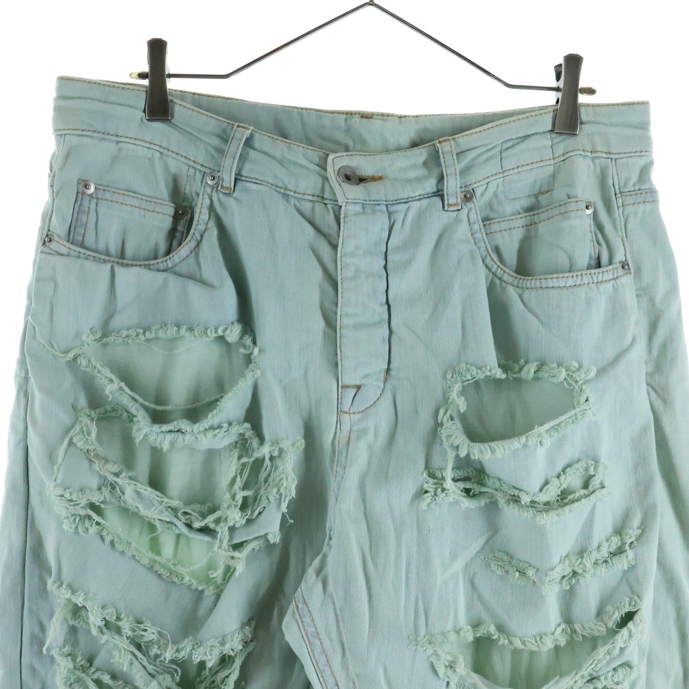 DRKSHDW(ダークシャドウ) Shredded Double Layer Detroit Pants クラッシュ加工 スリムデニムパンツ ライトブルー DU02B4366 SAQLS