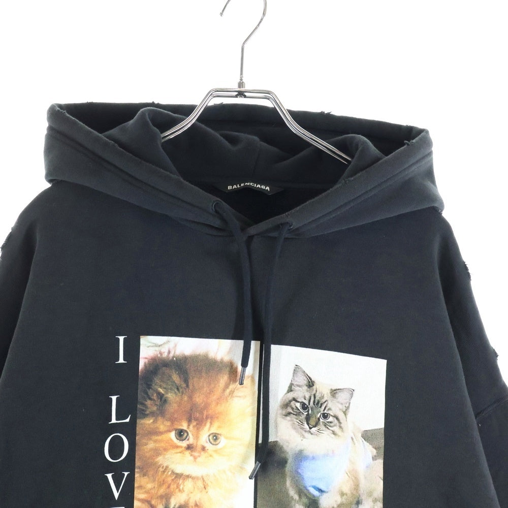 BALENCIAGA 猫プリント ブラックパーカー foodie 【公式通販】