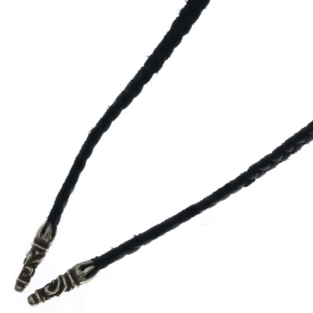 CHROME HEARTS(クロムハーツ) LEATHER BRAID スクロールレザーブレード シルバーネックレス ブラック/シルバー