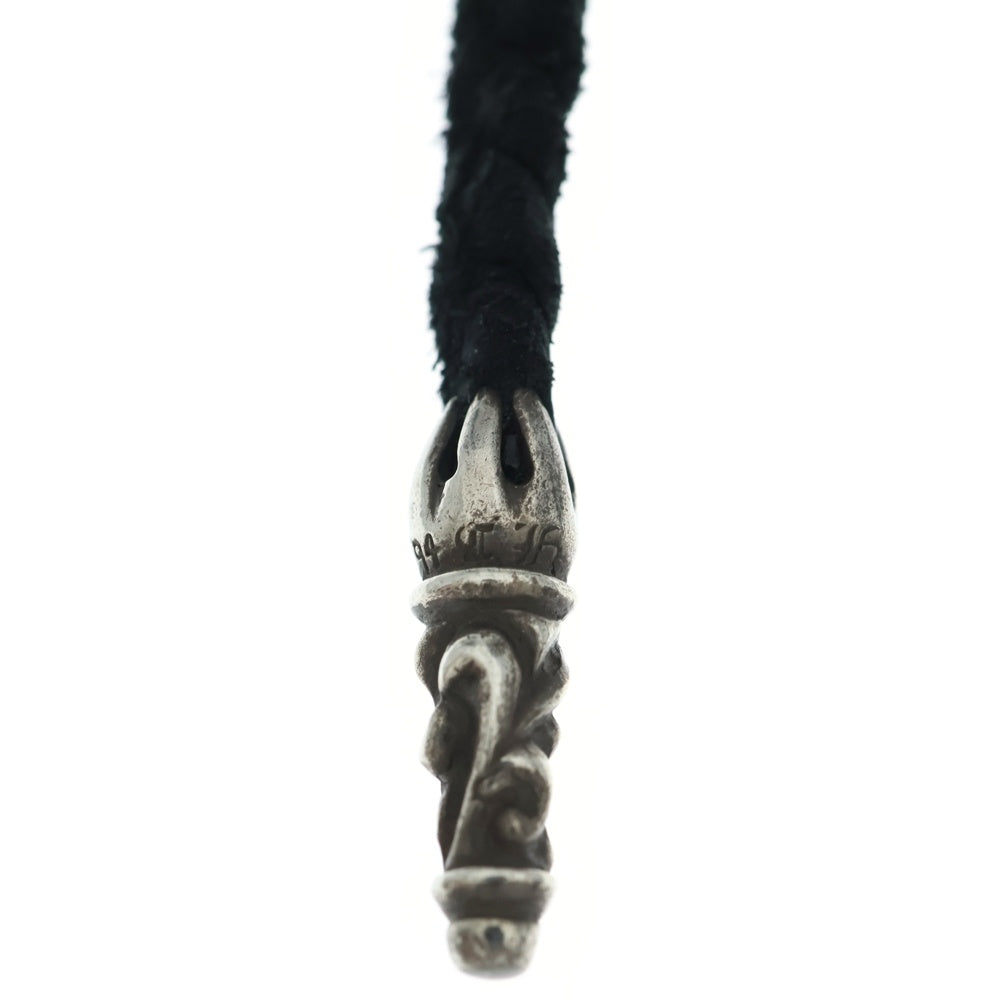 CHROME HEARTS(クロムハーツ) LEATHER BRAID スクロールレザーブレード シルバーネックレス ブラック/シルバー