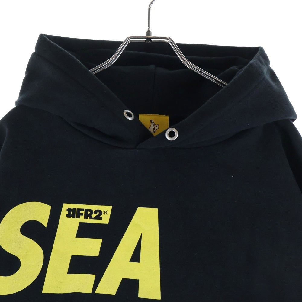 WIND AND SEA(ウィンダンシー) ×FR2 Hoodie ×エフアールツー フロントプリントフーディー プルオーバーパーカー ブラック