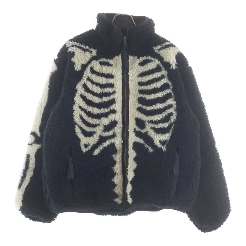 KAPITAL(キャピタル) Bone Boa Fleece Reversible Blouson ボーンデザイン リバーシブルボアジャケット ブラック/ホワイト K2412LJ146
