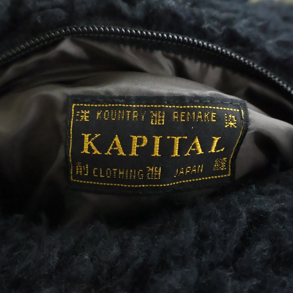 KAPITAL(キャピタル) Bone Boa Fleece Reversible Blouson ボーンデザイン リバーシブルボアジャケット ブラック/ホワイト K2412LJ146